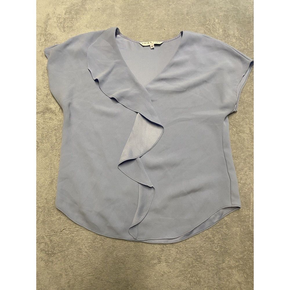 Trina Turk Top Womens S Blue Ruffle Sleeveless‎ Read